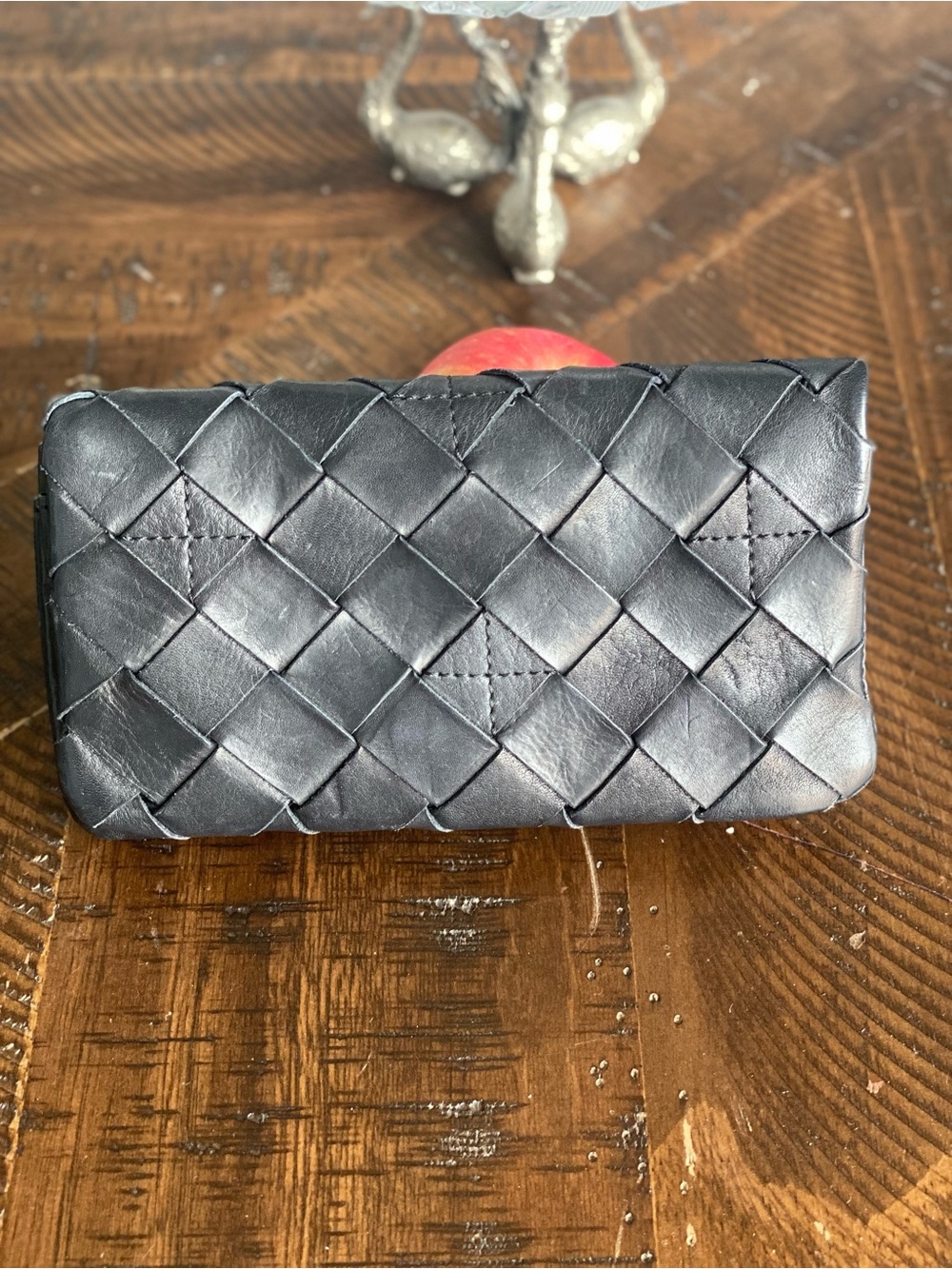 Lk New Vilenca Holland Black Woven Leather 2-Fold Wallet